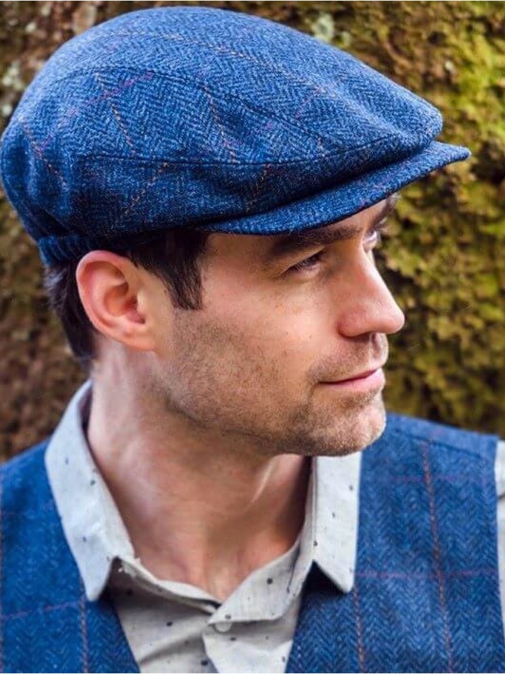 Mucros Weavers Irish Tweed Trinity Flat Cap Mucros Denim Herringbone Men’s Small